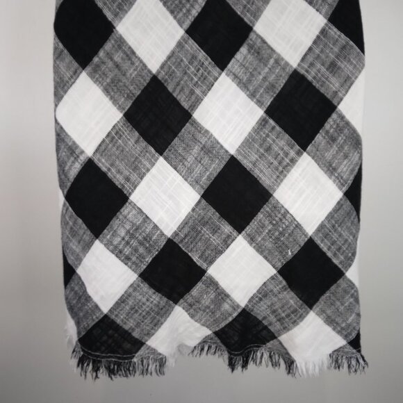 Cloth & Stone White Black Checker Gingham Mini Frayed Hem Halter Dress XS - Picture 11 of 13